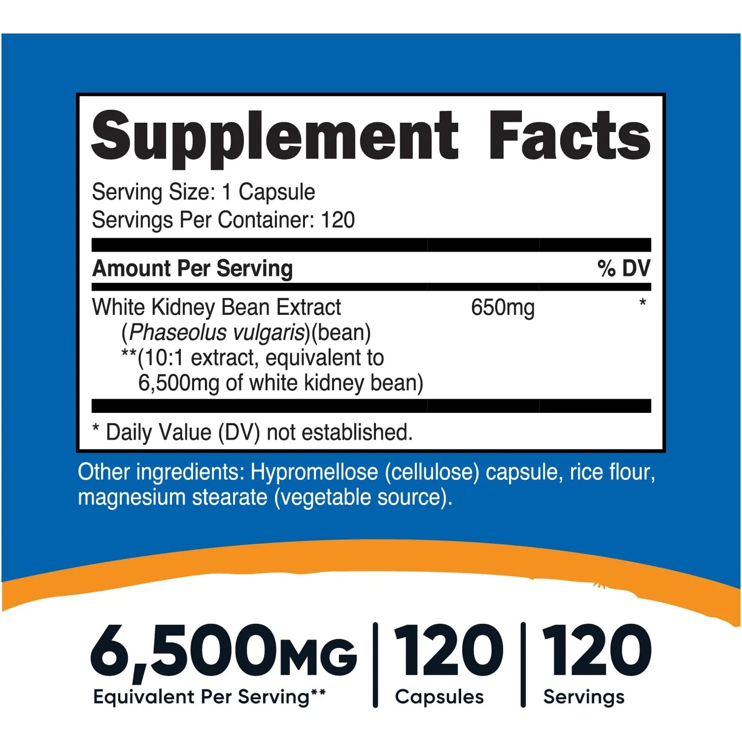 Extracto De Frijol Blanco 650 Mg 120 Cápsulas Vegetarianas Sin Gluten Y Sin Omg