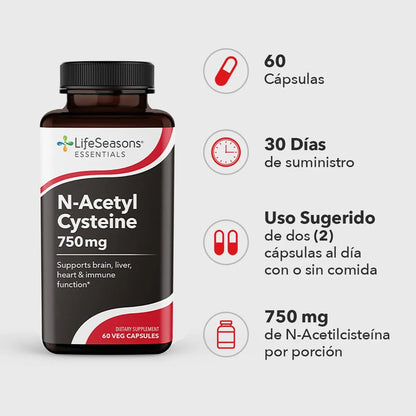 N Acetil Cisteina NAC 60 Capsulas Apoyo Cerebral Higado Corazon Inmunidad