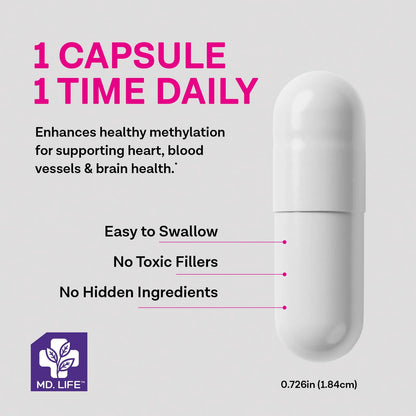 Md Life L Metilfolato 15 Mg 60 Capsulas Veganas Folato Activo Energia Y Enfoque