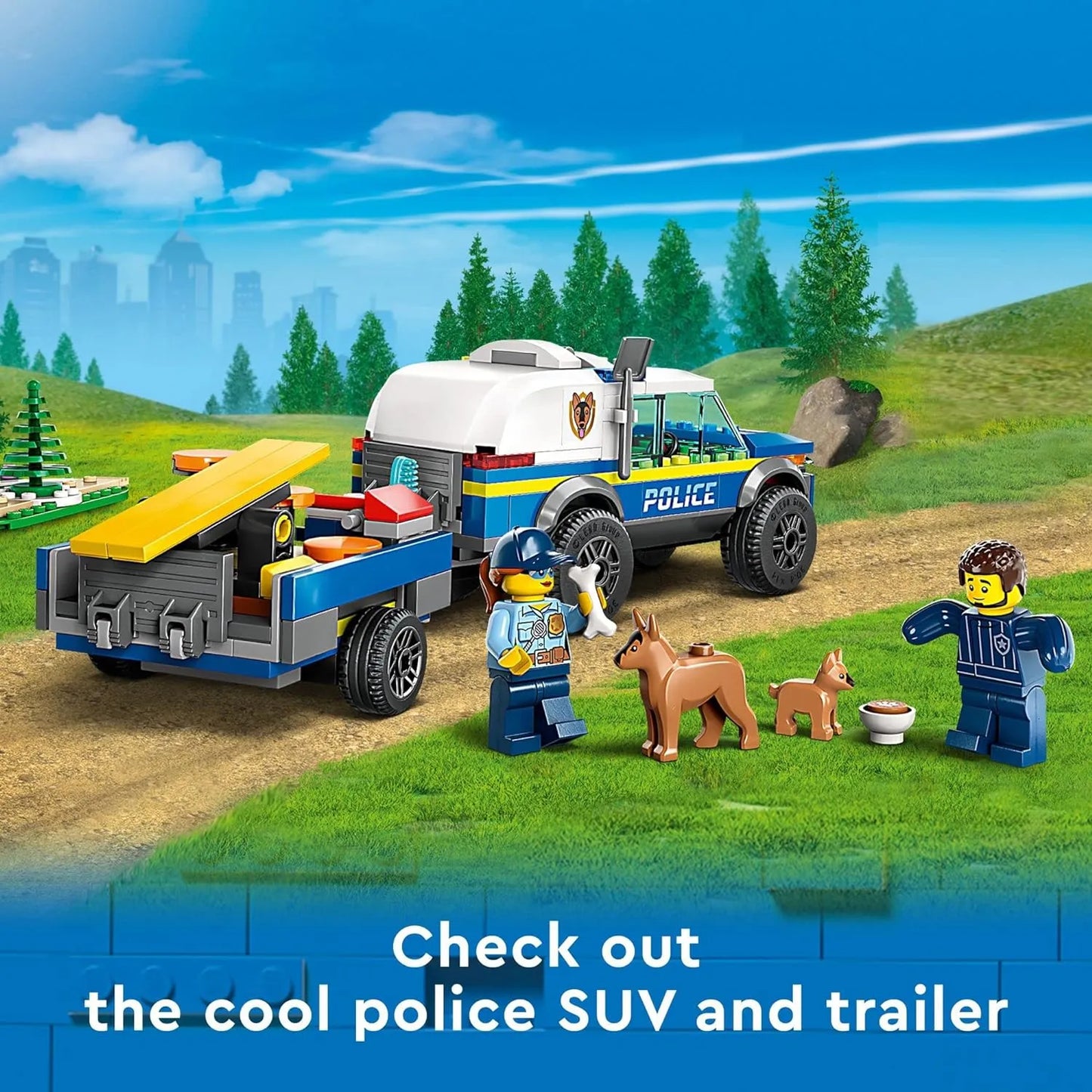 Coche Policia Lego City Con Remolque Y Figuras De Perros Juego De Entrenamiento Canino