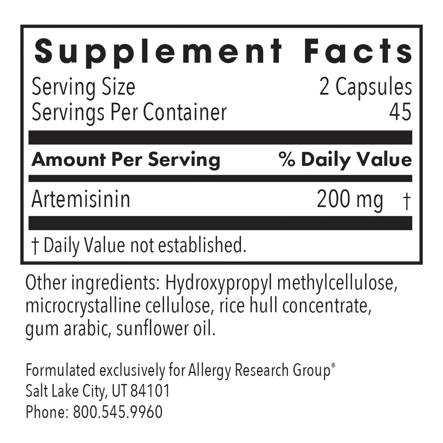 Artemisinina Pura 100 Mg Capsulas Vegetarianas Apoyo Gastrointestinal Hipoalergenico