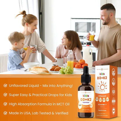 Gotas Líquidas De Vitamina D3 K2 Para Niños 1000 Ui Huesos Fuertes Y Sistema Inmune