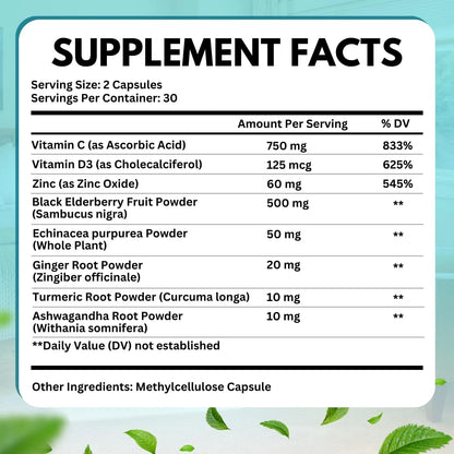 Suplemento Inmunologico Sauco 8 En 1 Con Equinacea Vitamina C Zinc Vitamina D