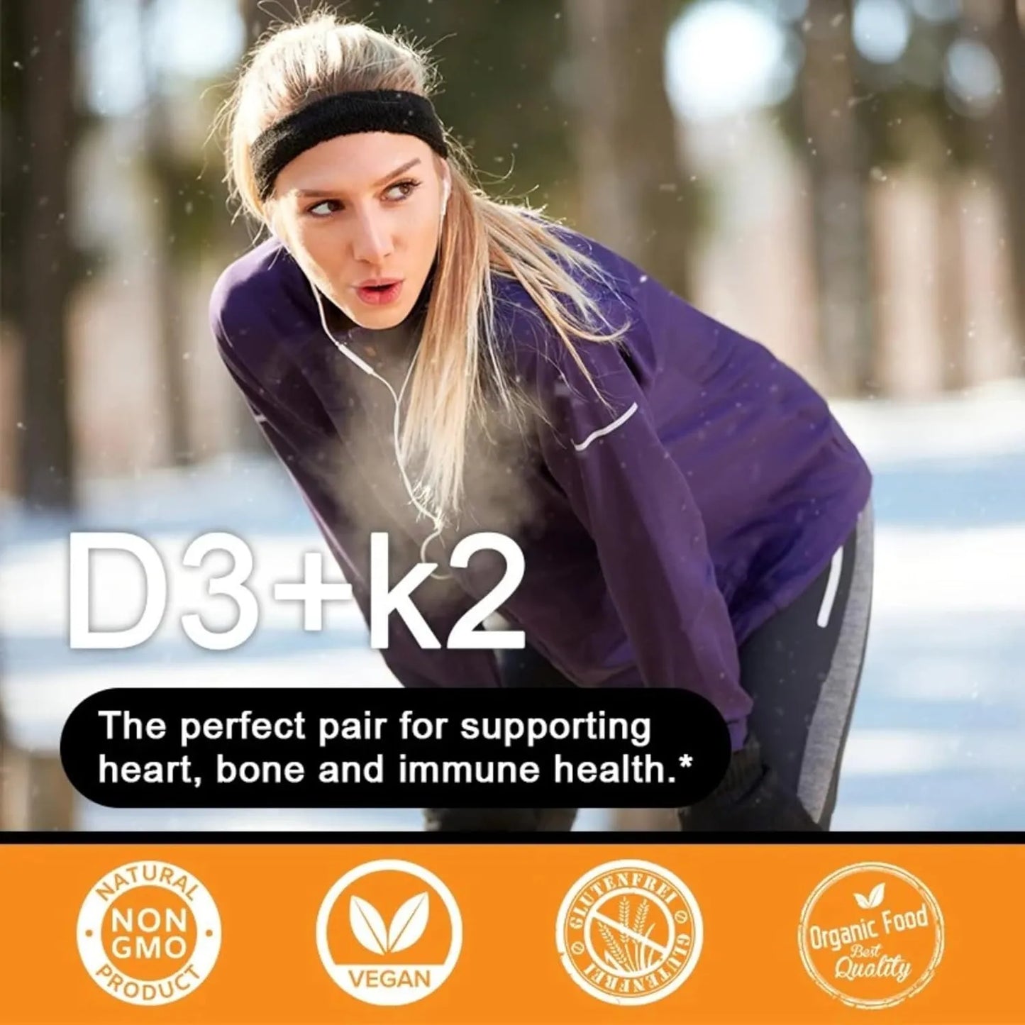 Vitamina D3 5000 Ui Y K2 Alta Potencia Aceite De Coco Orgánico 120 Cápsulas