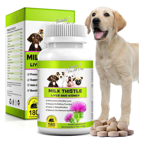 Cardo Mariano Masticable Para Perros 180 Tabletas Apoyo Hepatico Natural