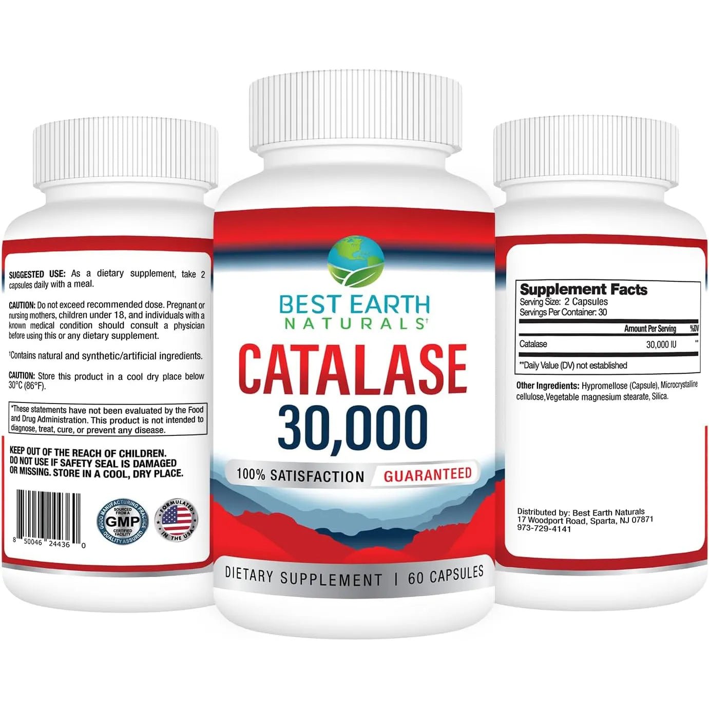 Capsulas Naturales Catalasa 30000 Para Cabello Fuerte Y Saludable 60 Unidades