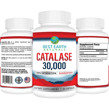Capsulas Naturales Catalasa 30000 Para Cabello Fuerte Y Saludable 60 Unidades