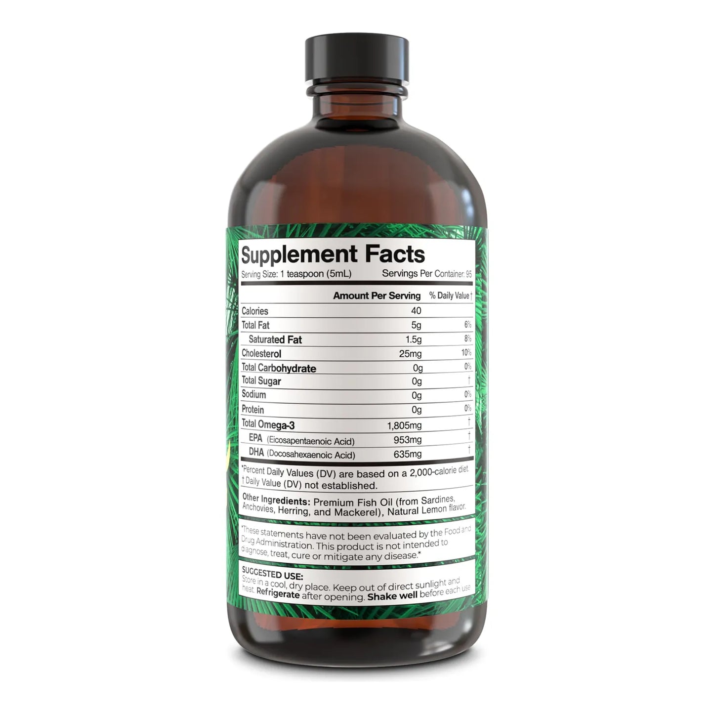 Aceite De Pescado Líquido Omega 3 Premium Sabor Limón 1805 Mg