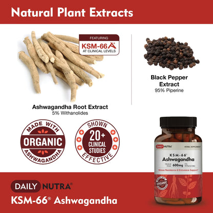 KSM66 Ashwagandha Extracto De Raíz Orgánica 600 Mg 5 Withanolides Alivio Del Estrés Y Energía