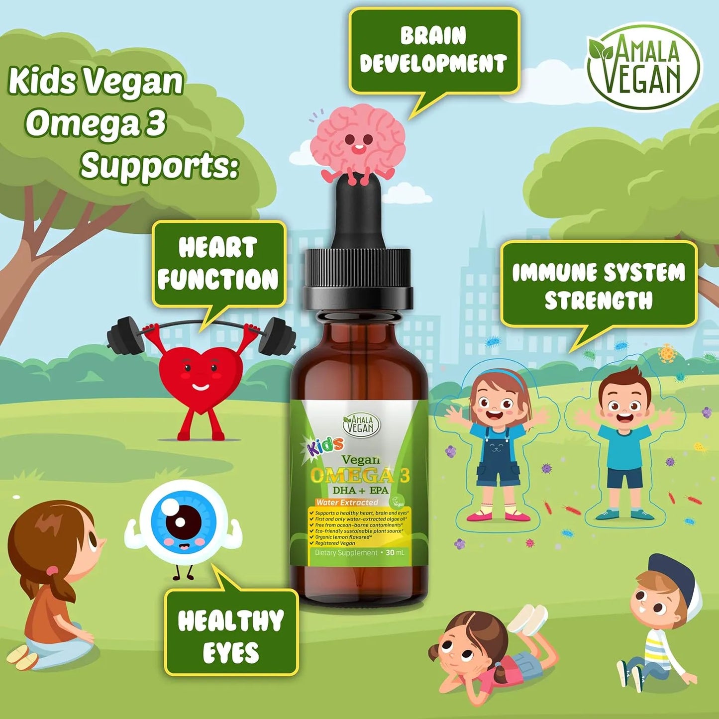 Aceite Omega 3 Limon Organico Niños Vegano DHA EPA Suplemento Liquido