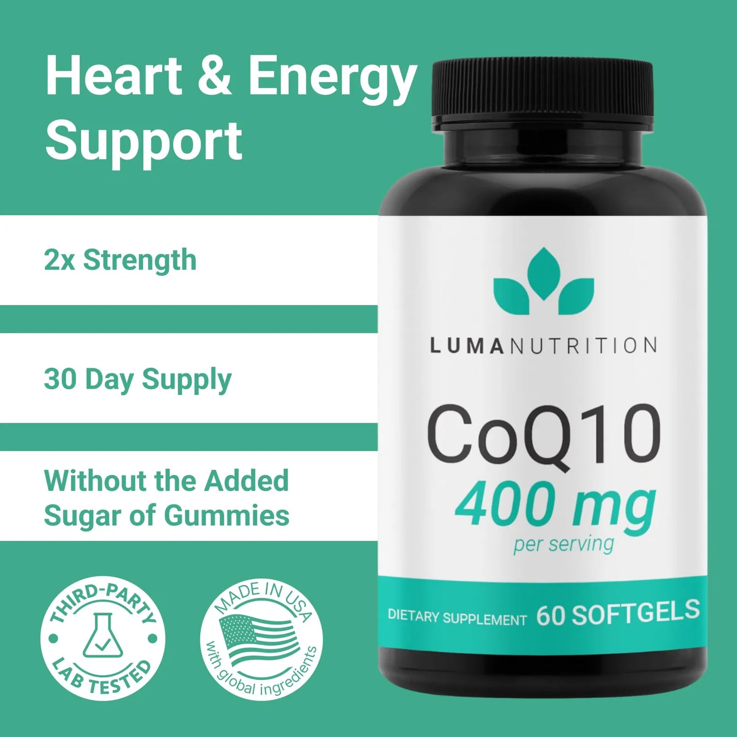 Coenzima Q10 400mg Capsulas Liquidas Premium 60 Unidades Soporte Cardiaco