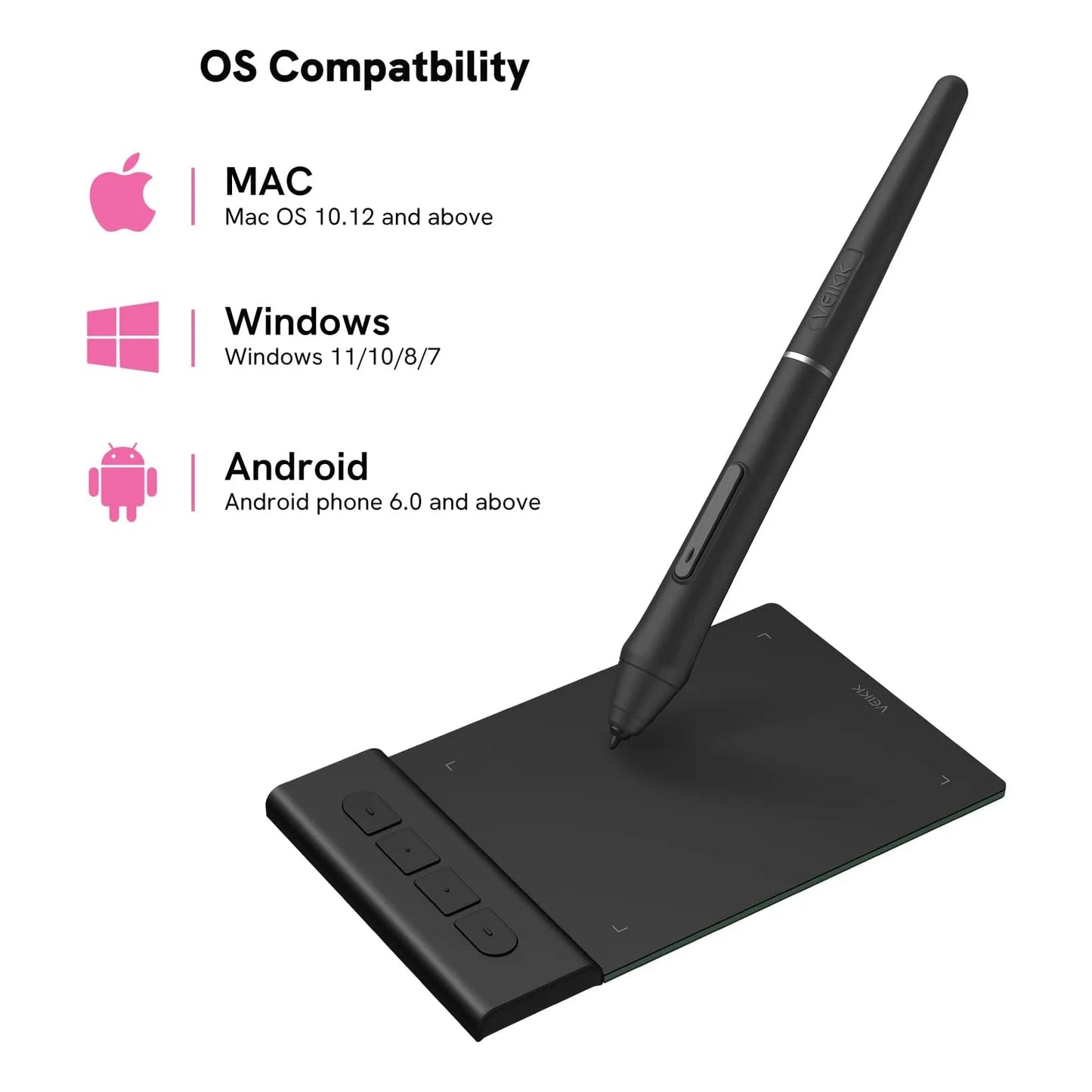 Tableta De Dibujo Veikk VK430 4x3 Pulgadas 8192 Niveles Compatible Multidispositivo