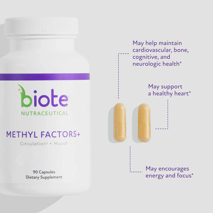 Factores De Metilo Biote Nutraceuticals 90 Caps Mejora Circulacion Y Estado De Animo