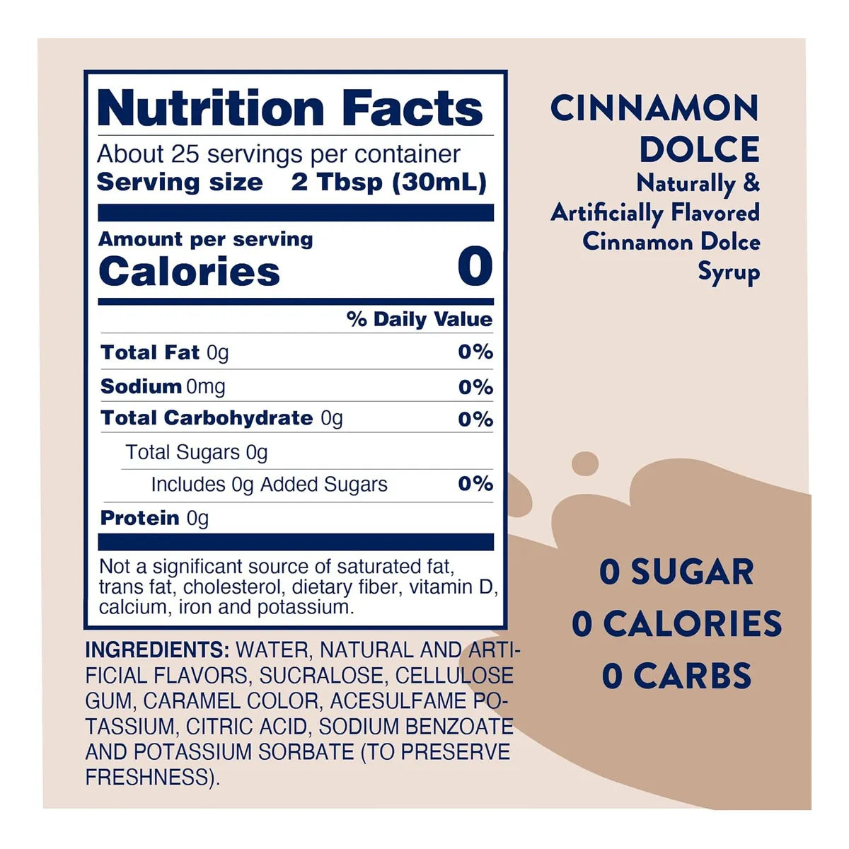 Sirope Skinny Syrups Canela Dulce Sin Azúcar 750 Ml Endulza Sin Culpa