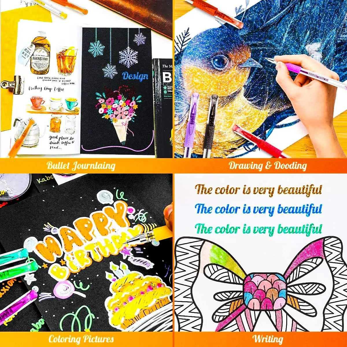 Boligrafos De Gel Con Purpurina Profesional 120 Und Soucolor Estuche Viaje