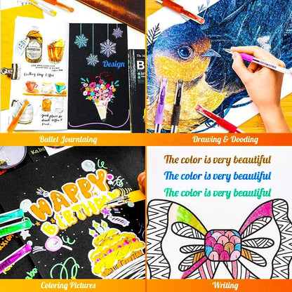 Boligrafos De Gel Con Purpurina Profesional 120 Und Soucolor Estuche Viaje