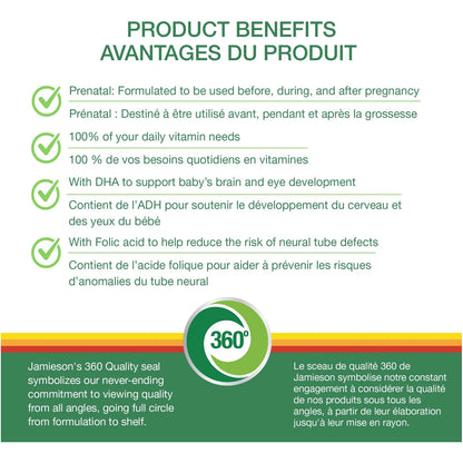 Multivitaminico Prenatal Completo Con Dha 60 Capsulas Blandas Jamieson
