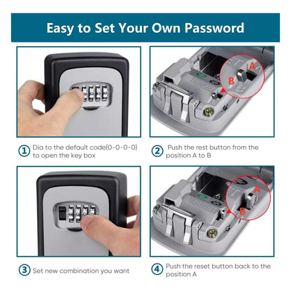 Caja De Llaves Combinada 4 Digitos Acero Resistente Exterior Seguridad Maxima