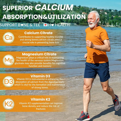 Gomitas Calcio Magnesio Zinc 1000 Mg Citrato D3 B12 Alta Absorcion Sabor Naranja Vegano