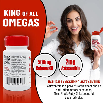 Aceite De Rubí Ártico Omega 3 Con Astaxantina 2 Mg Suplemento Nutricional
