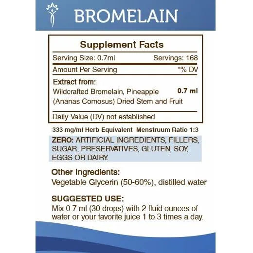 Extracto Sin Alcohol De Bromelina Silvestre De Piña 4 Onzas Pura Y Potente