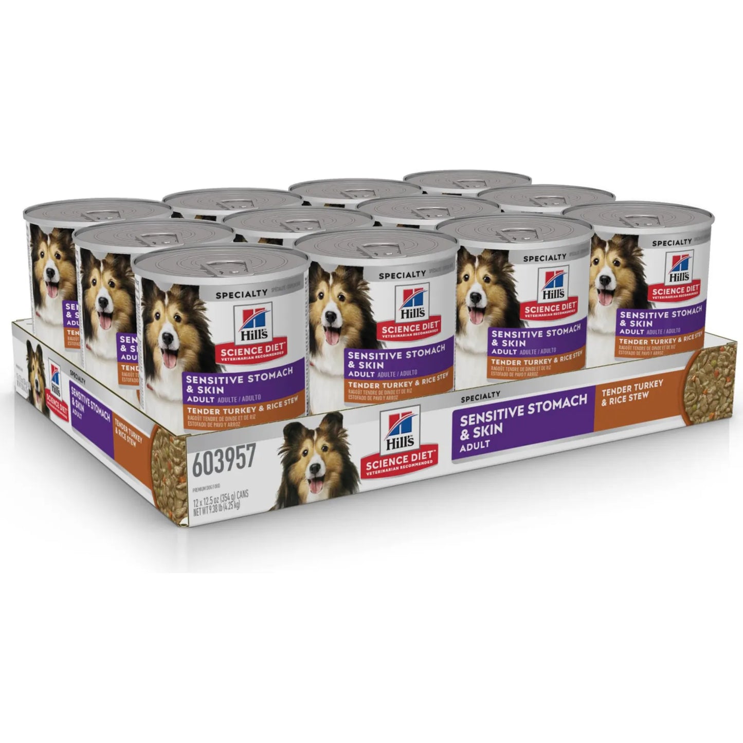 Hill's Science Diet Comida Humeda Perros Adultos Pavo Arroz 12 Latas 12.5 Onzas