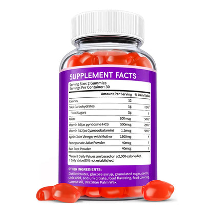 Gomitas Keto ACV Vinagre De Sidra De Manzana 1500 Mg Con Probióticos Y B12 Veganas