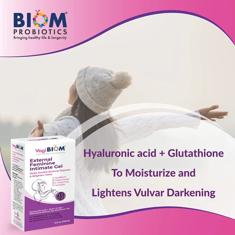 Gel Externo Vaginal VagiBiom Con Acido Hialuronico Y Glutation Hidrata Y Aclara
