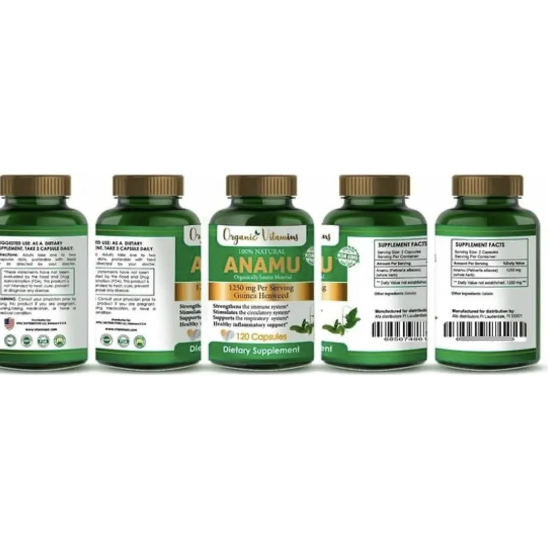 Vitaminas Orgánicas Anamu 1250mg 120 Cápsulas Cultivo Orgánico Eeuu