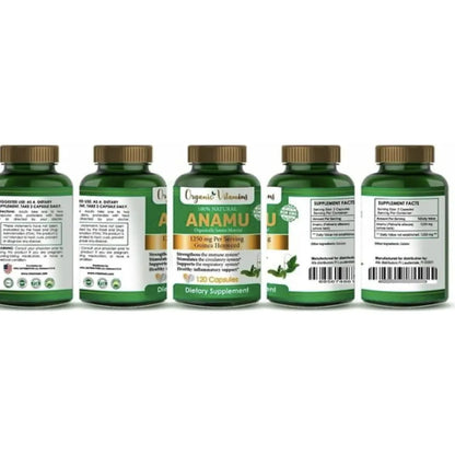 Vitaminas Orgánicas Anamu 1250mg 120 Cápsulas Cultivo Orgánico Eeuu