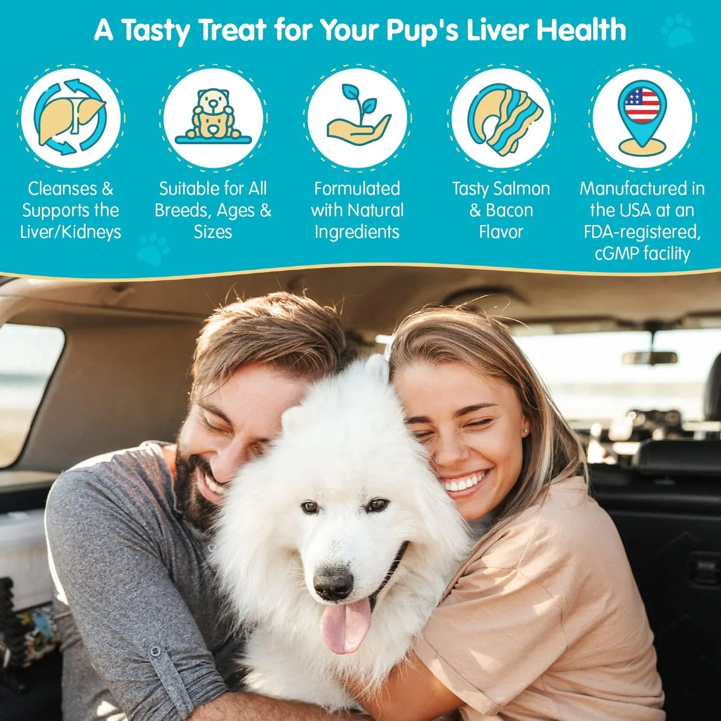 Tabletas Masticables Cardo Mariano Sabor Salmón Y Tocino Para Perros Salud Hepática 100 Unidades