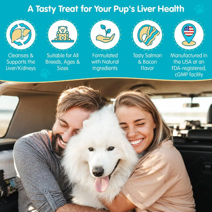 Tabletas Masticables Cardo Mariano Sabor Salmón Y Tocino Para Perros Salud Hepática 100 Unidades