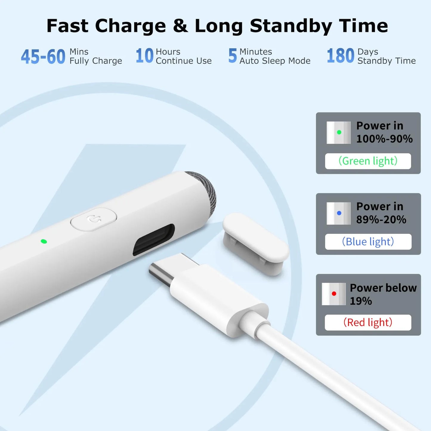 Lápiz Óptico 2 En 1 Para iPad Carga Rápida Compatible Con Pro Air Mini