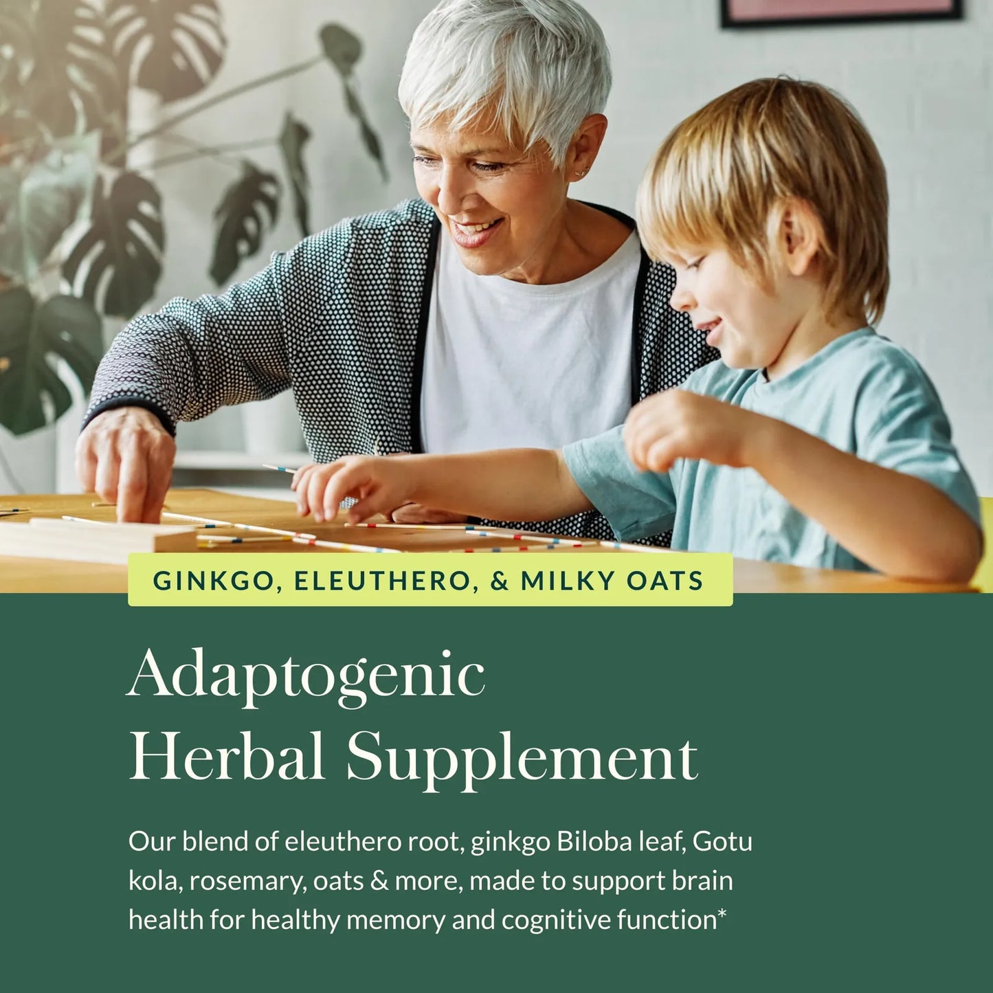 Suplemento Cerebral Eleuthero Ginkgo Gotu Kola 60 Caps Veganas Enfoque Memoria