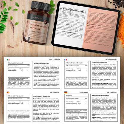 Cúrcuma Doble Fuerza 1000 Mg 180 Tabletas Con Pimienta Negra Para Mayor Absorción