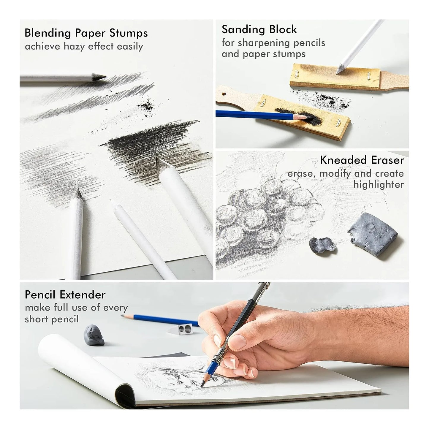 Kit De Lapices De Dibujo Profesional 52 Piezas Estuche Portatil Con Accesorios