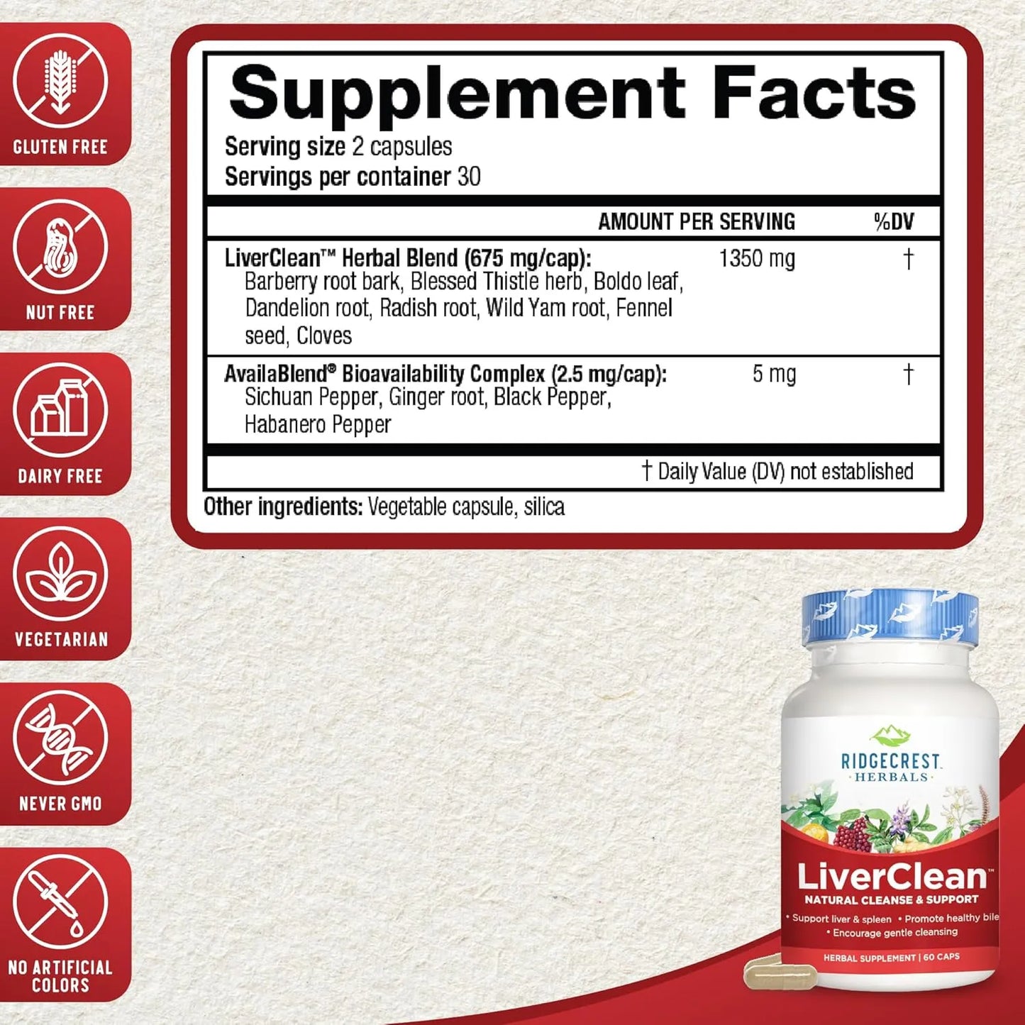 LiverClean Suplemento Hepatico Cardo Bendito Diente De Leon 60 Capsulas