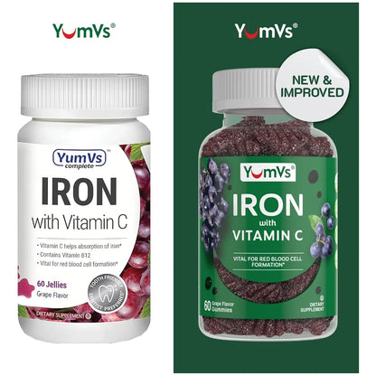 Gomitas De Hierro Adultos Sabor Uva Con Vitamina C YUM-V Suplemento Nutricional