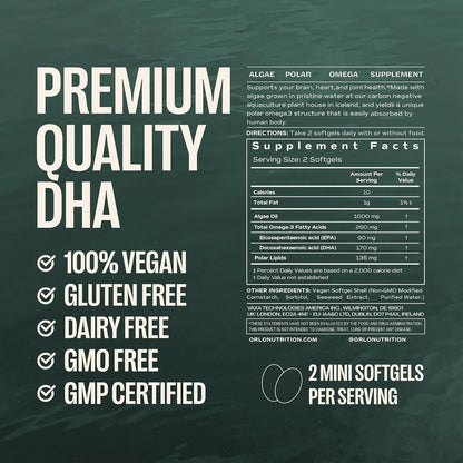 Aceite De Algas Omega 3 Dha Epa 60 Cápsulas Triple Potencia Orlo DHA Vegano
