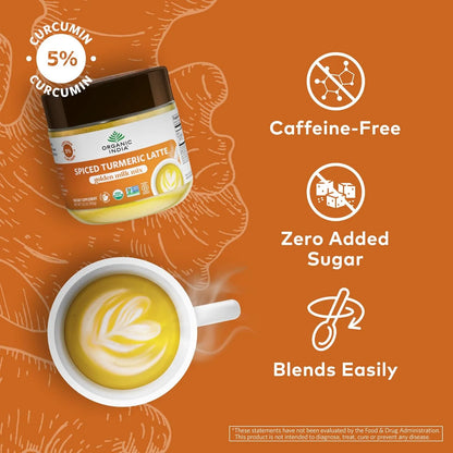 Polvo De Leche De Cúrcuma Especiada Con Jengibre Y Canela Vegano Sin Azúcar