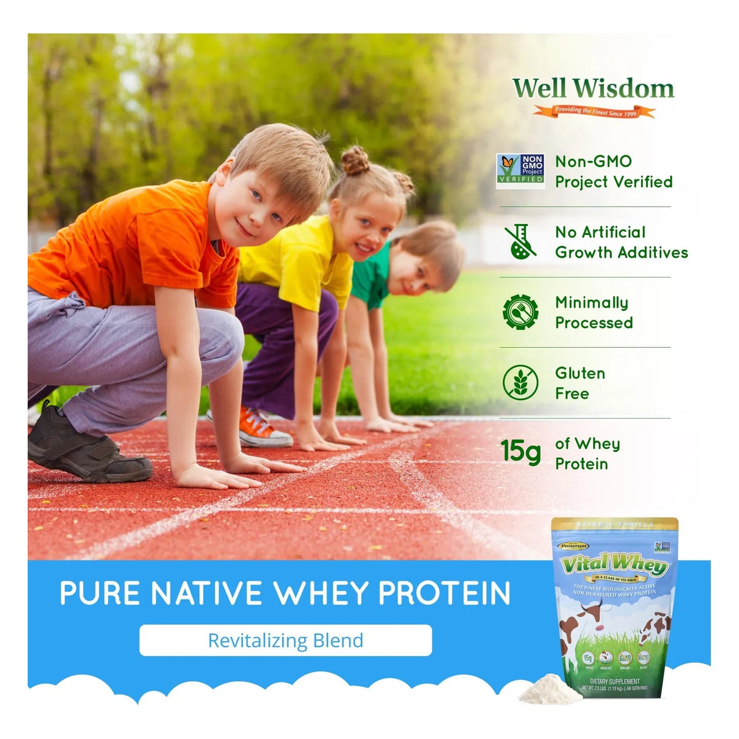 Proteína Well Wisdom Vital Whey Cacao 600g Energía Y Vitalidad