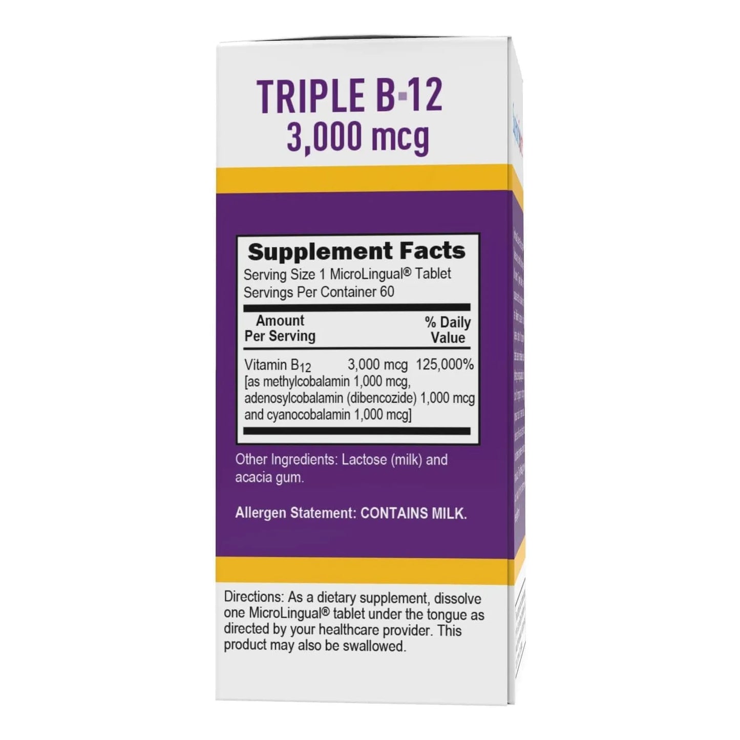 Tabletas Microlingües B12 3000 Mcg Superior Source Energía Instantánea