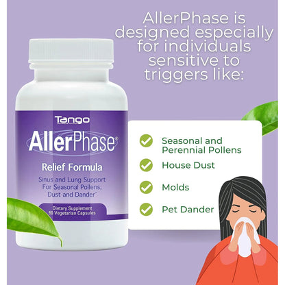 AllerPhase Cápsulas Naturales Para Alivio Respiratorio Y Apoyo Inmunológico