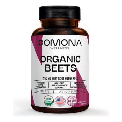 Polvo De Remolacha Orgánica 1350 Mg Apoyo Cardiovascular Energía Pomona Wellness