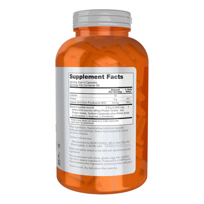 NOW Sports Nutrition Amino Complete Mezcla De Proteínas Con 21 Aminos Y B6 360 Cápsulas Vegetales