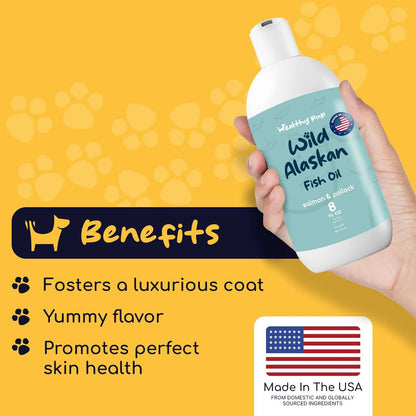 Aceite De Salmón Salvaje De Alaska Para Perros Con Abadejo 8 Oz Omega 3 EPA DHA