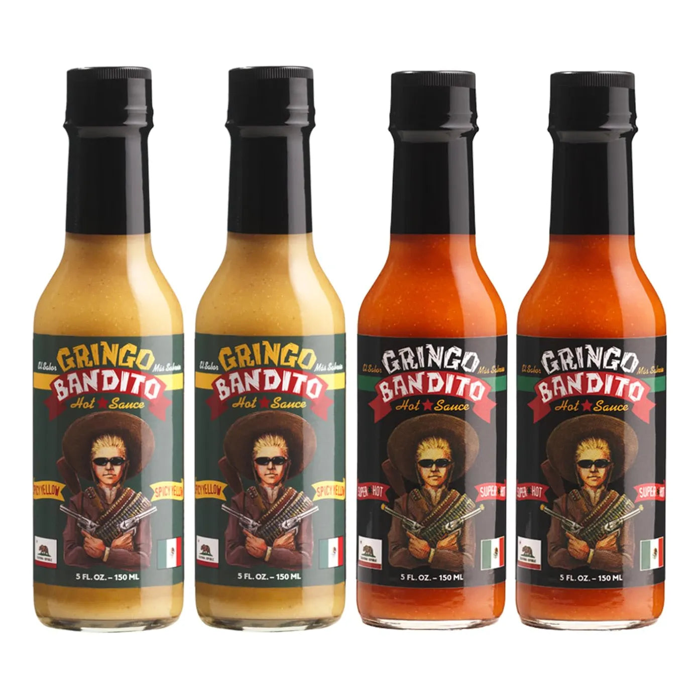 Salsa Picante Amarilla Ardiente Duo Gringo Bandito 142g Paquete 4 Botellas