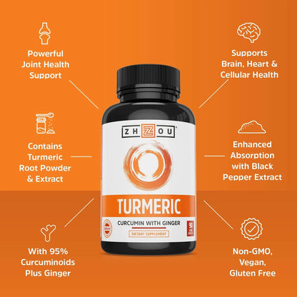 Cúrcuma Y Jengibre Con Bioperina 1800 Mg Antioxidante 90 Cápsulas
