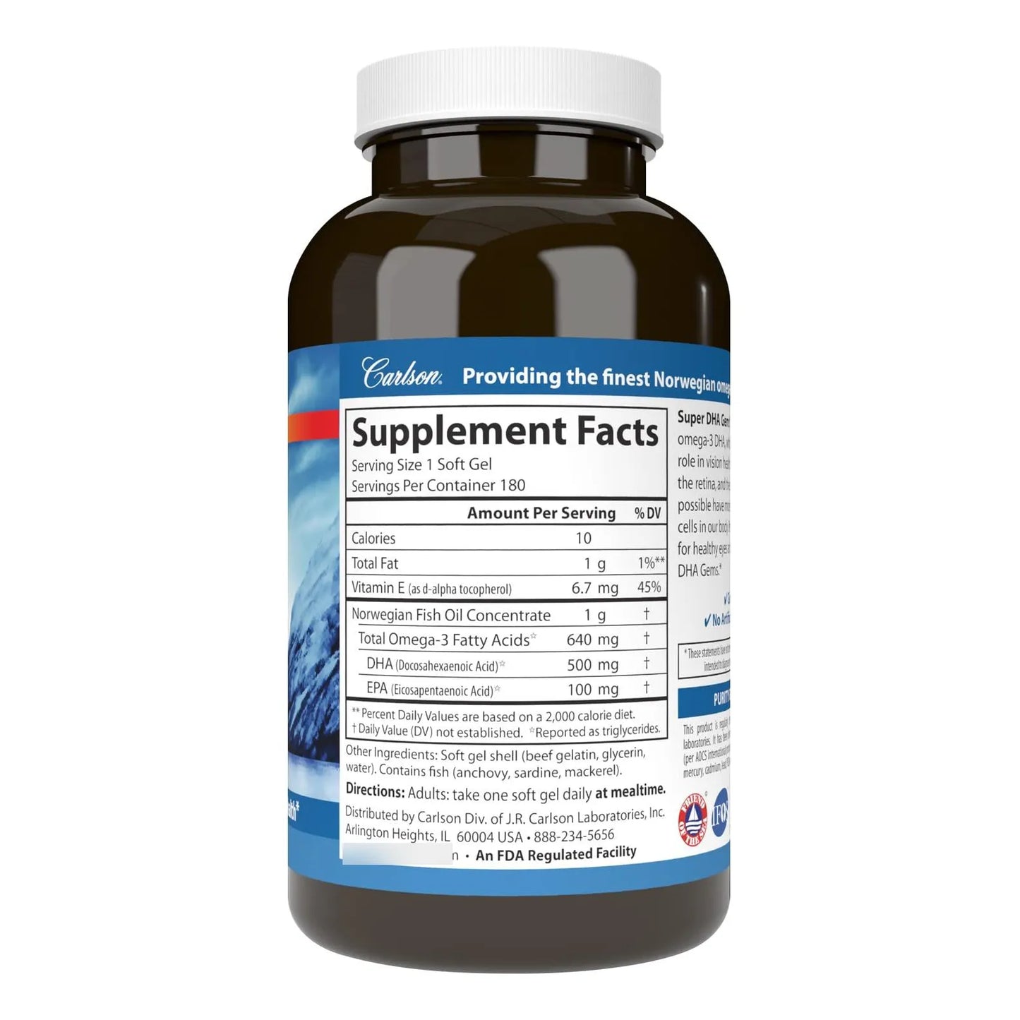 Aceite De Pescado Omega 3 Dha 500 Mg 180 Cápsulas Blandas Salud Cardiovascular
