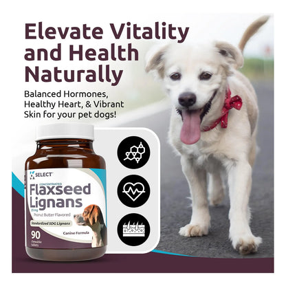 Lignanos Concentrados De Linaza Para Perros 20 Mg 90 Tabletas Sabor Mantequilla De Maní